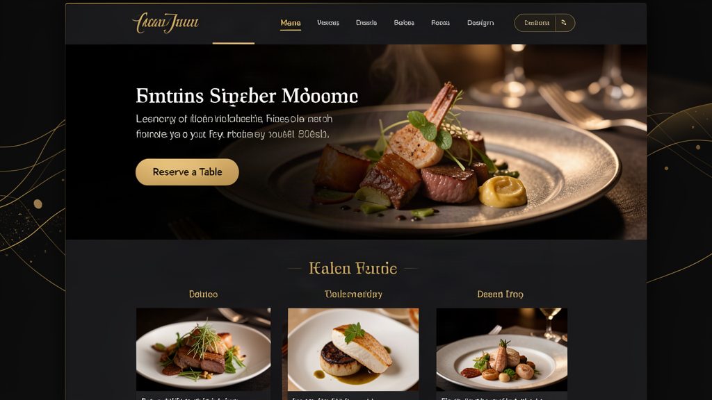 Website design example for a fine dining restaurant with table booking