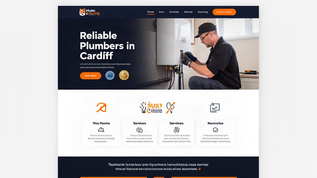 Website design example for a plumbing and heating trades company